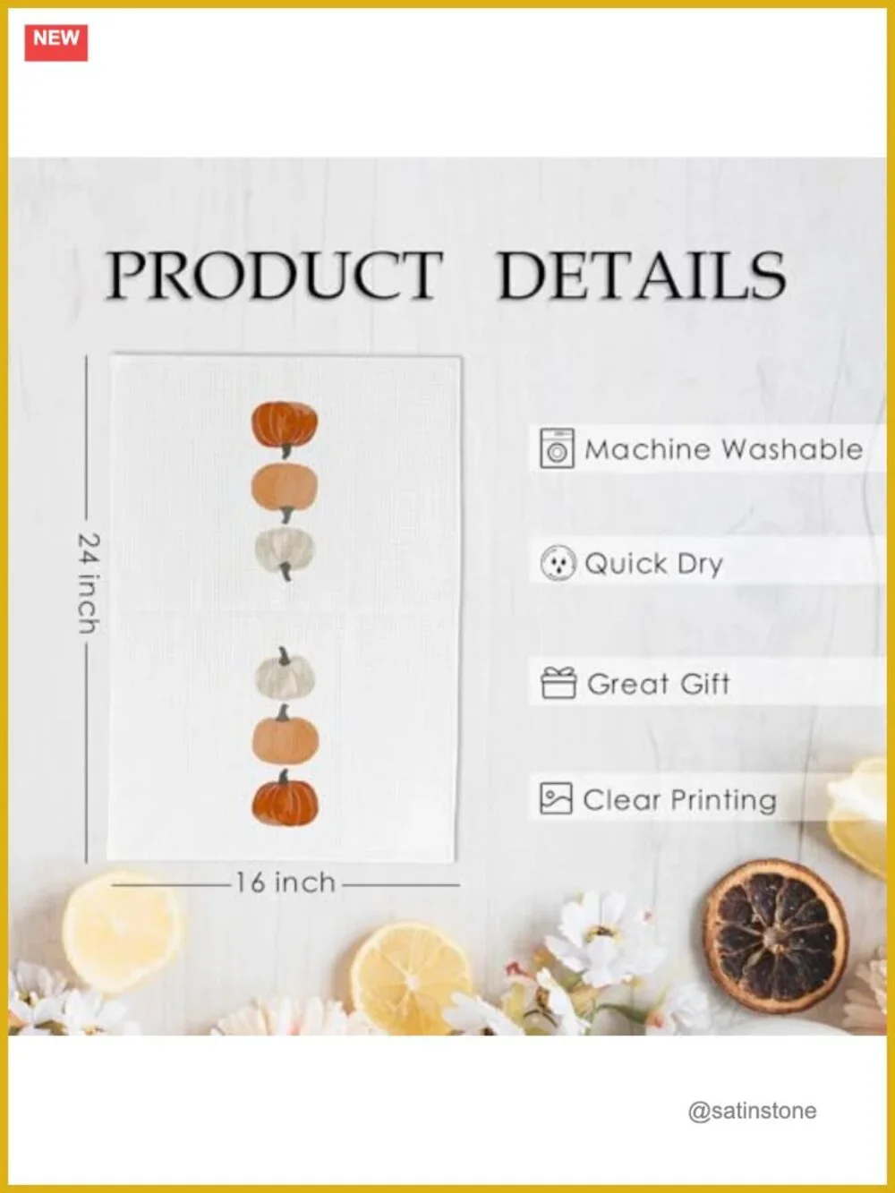 Fall Pumpkin Kitchen Towels Set of 2 Thanksgiving Dishcloths 16x24